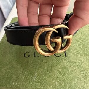 Gucci Black Belt with Gold Buckle